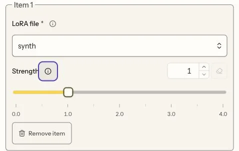 One built-in LoRA, synth, selected at strength 1.