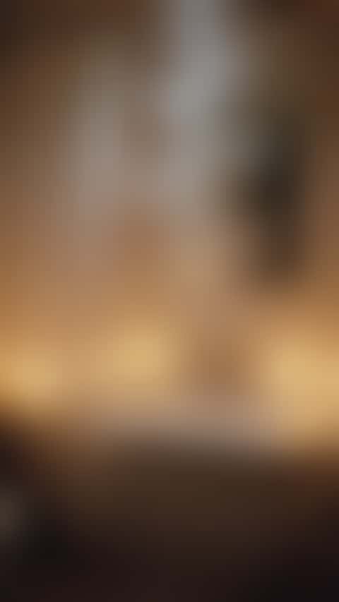 In a candlelit bathroom, a woman in a sheer black robe steps behind a translucent shower curtain and presses her hand to it, seen as a soft silhouette