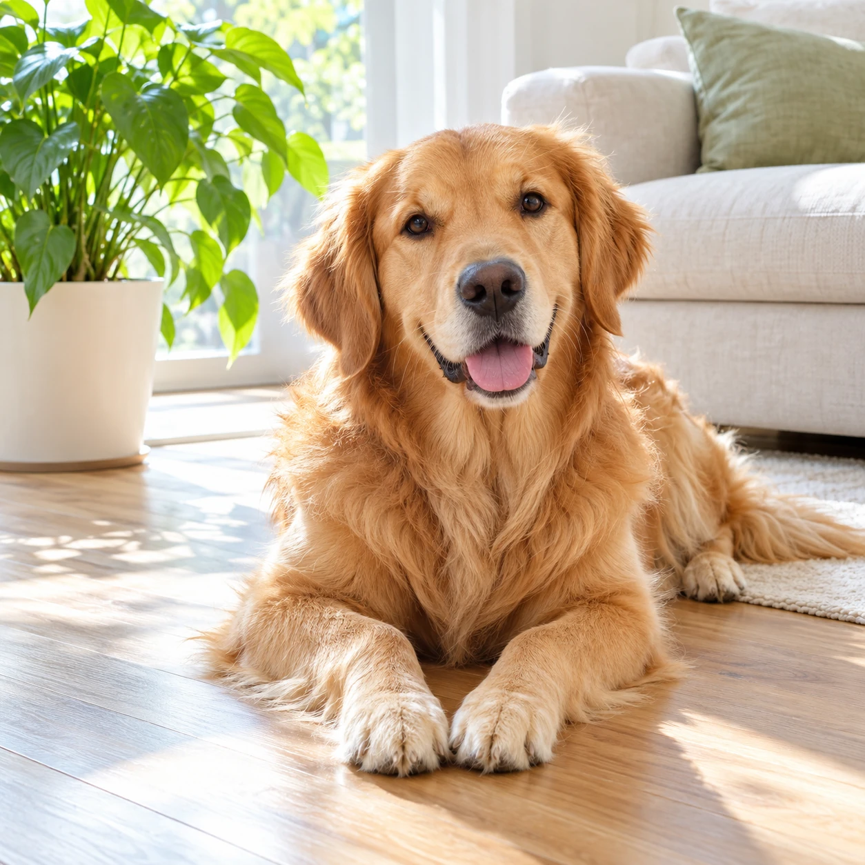Golden retriever at home — Input