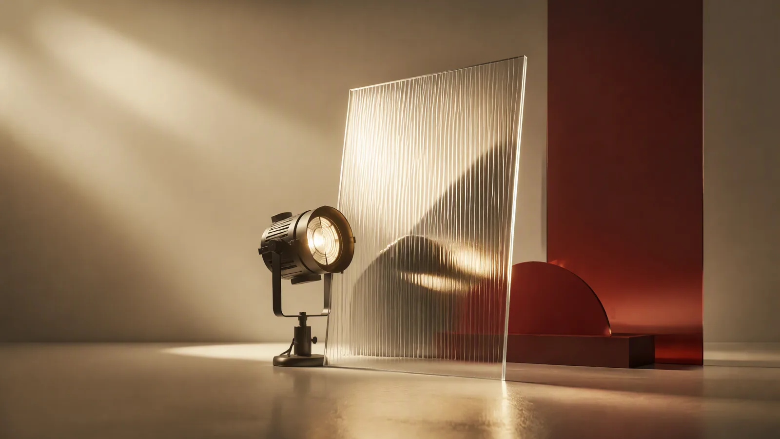 A miniature film light and a geometric glass panel