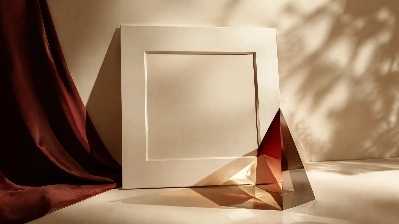 An ivory frame beside a translucent color prism
