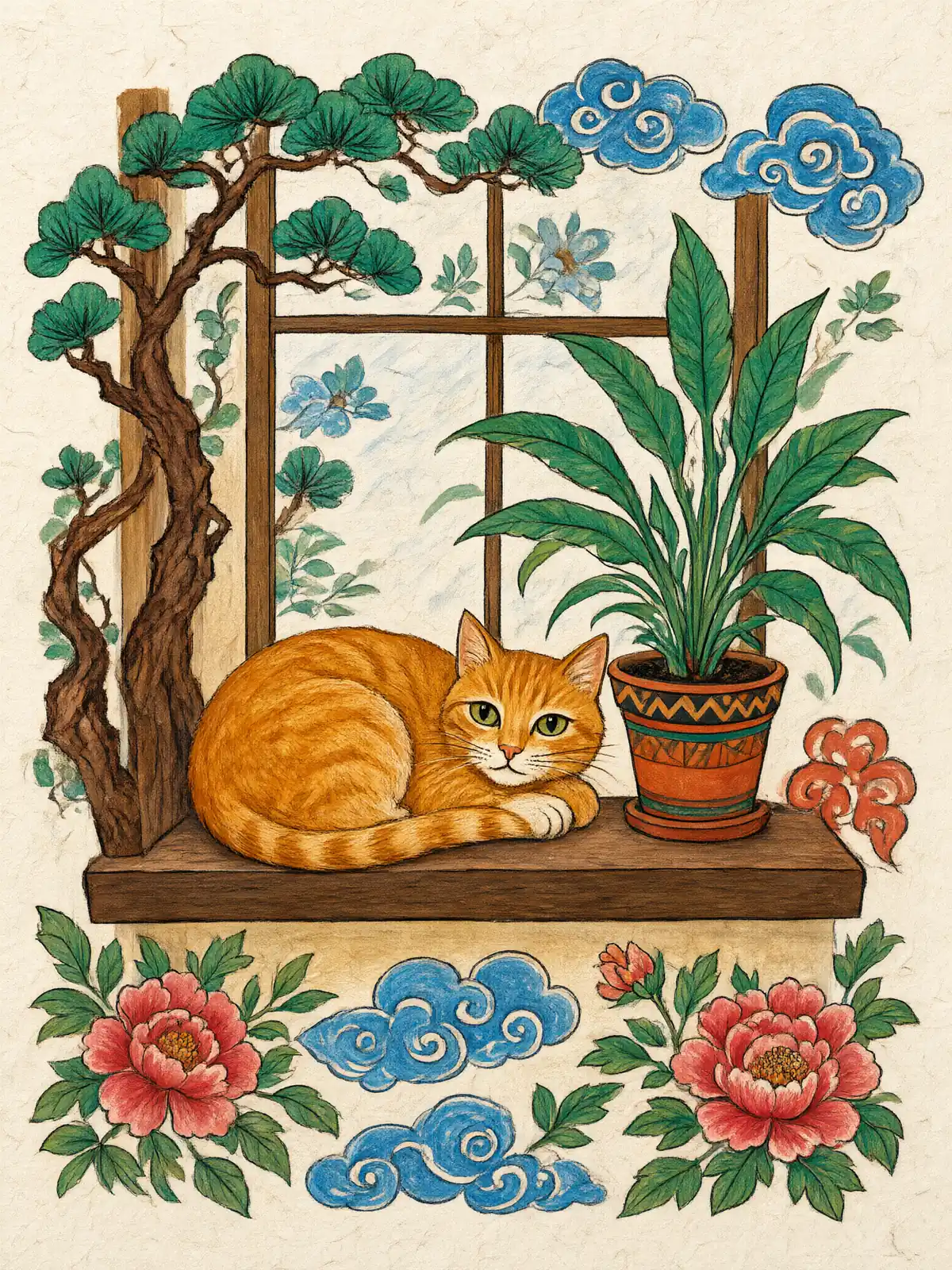 Sample image in the Minhwa Folk Color style