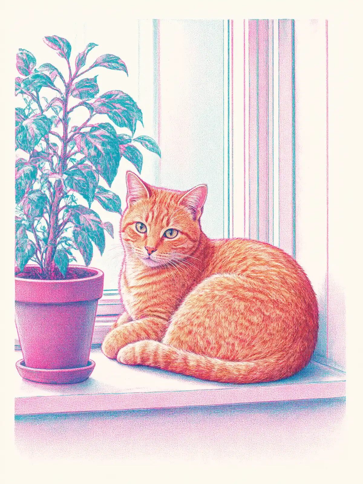 Sample image in the Riso Duotone style